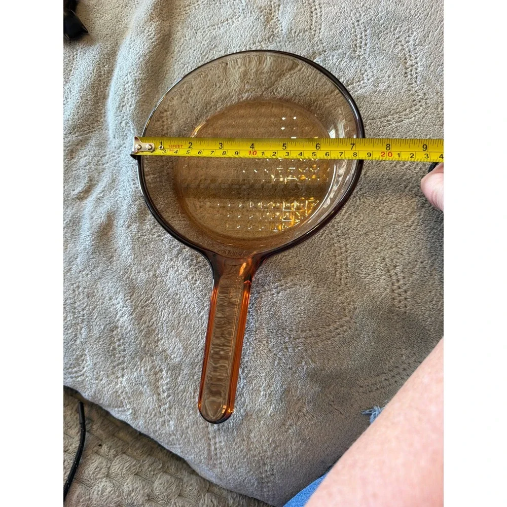 Visions by Corning Amber Glass 7 Inch Skillet Waffle Bottom V-20-B USA Made